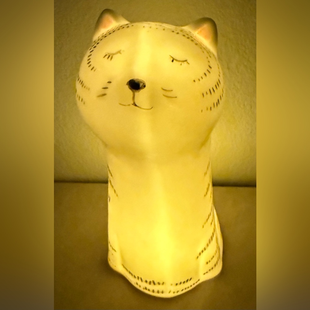 Black & White stripped cat night light. 10” H battery operated. - Picture 12 of 16